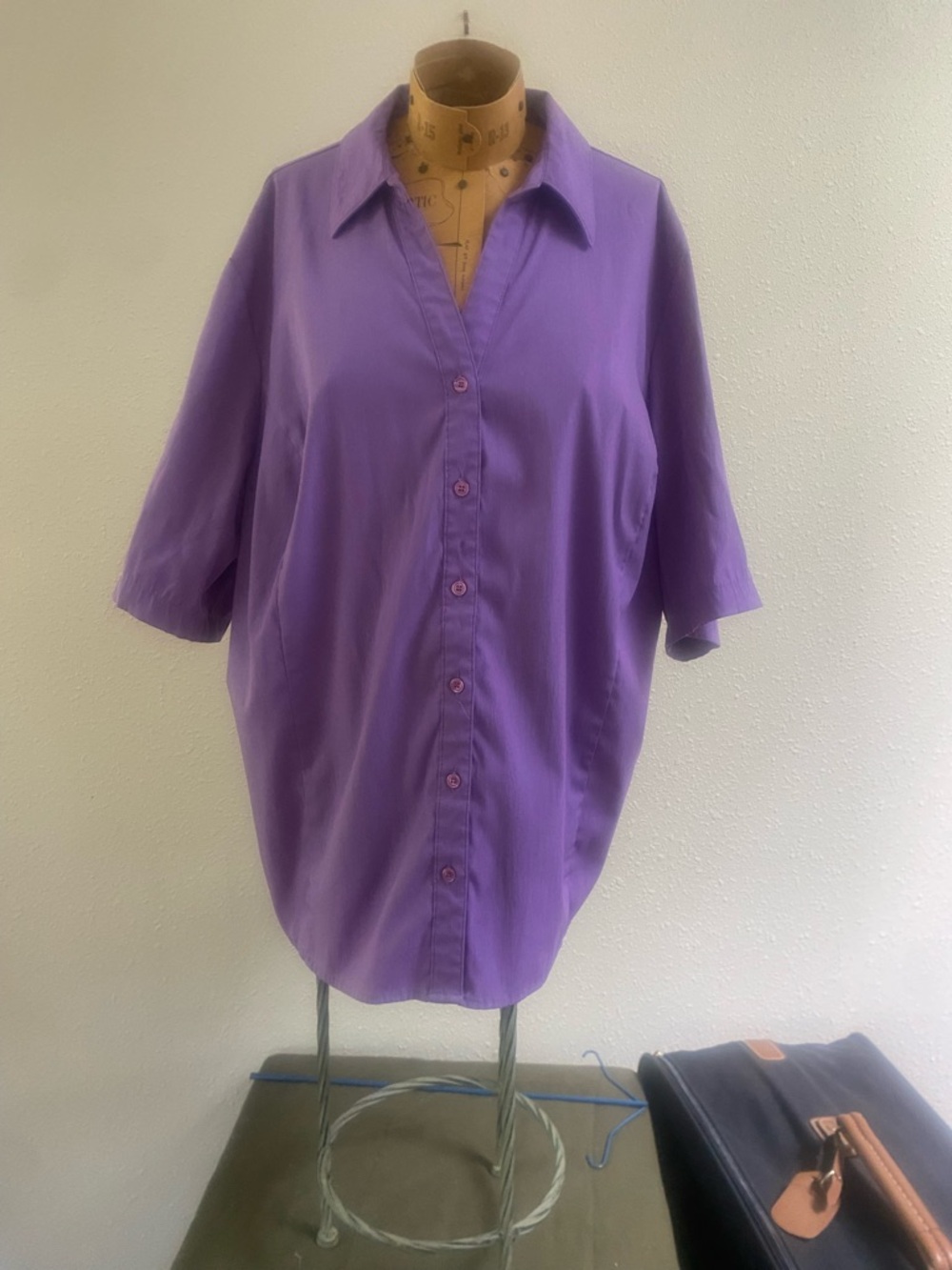 Maggie Barnes Lilac Short Sleeve Button Front Top